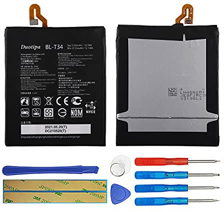 Duotipa Batterie de rechange BL-T34 compatible avec LG V30 H930 H932 LS998 H933 H931 Batterie avec outils