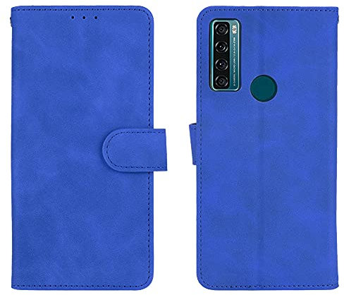 WEIOU Leather Folio Cover per TCL 20 SE, Custodia in Pelle PU Magnetica Libro Flip Portafoglio con [Funzione Stand]. Blu