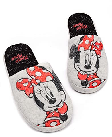 Disney Minnie Maus Hausschuhe Womens Damen Slip-on Grey House Schuhe 41-42 EU