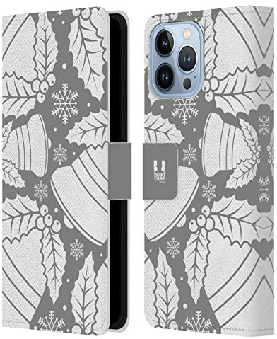 Head Case Designs Bells Silver Holiday Collection Leather Wallet Case Compatible With Apple iPhone 13 Pro Max