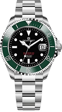 Gigandet Herren-Automatikuhr Sea Ground 300 Ceramic Date - Made in Germany - Keramiklünette - Saphirglas - Swiss Super Luminova - Edelstahl - 300m/30bar wasserdicht - Grün/Schwarz - G300-020M-C