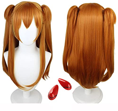 Rei Ayanami Asuka Cosplay Perücke mit Frau Kostüm Perücke Genesis Anime Perücke Hitzebeständig Kunsthaarperücke für Cosplay Kostüm Anime Halloween