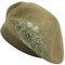ZLYC Damen Wolle Baskenmütze Klassische Französischen Barett Warm Beret Mütze(Blume Olivgrün)