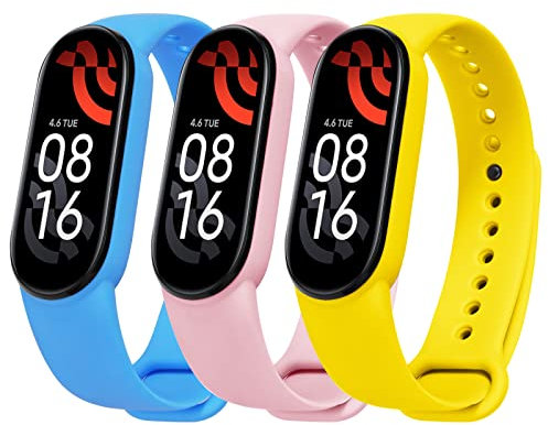 Ainiv Bracelet pour Xiaomi Mi Band 5/Xiaomi Mi Band 6, 3PCS Bracelets de Remplacement Xiaomi Bracelet de Montre en Silicone Souple, Bracelet de Fitness Réglables pour Accessoires Xiaomi
