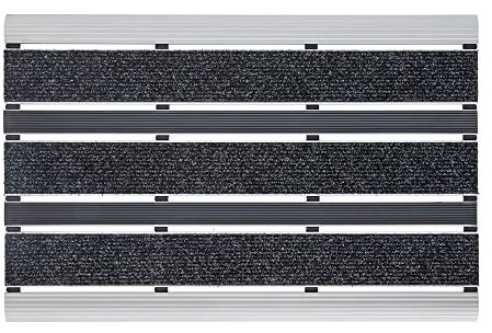 PANA® Aluminium Türmatte (39x60cm) • Fußmatte Außen • Schmutzfangmatte • Fussabtreter mit Nadelfilzeinlagen für den Außenbereich • Floor mat • Farbe: Grau (Filz/Gummi)