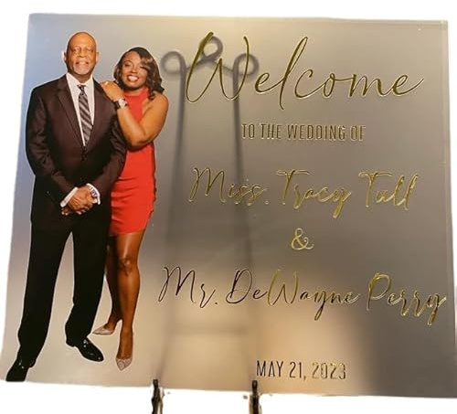 Personalisierbares Willkommensschild, 3D Gold Garten Hochzeit Willkommensschild Wiederverwendbar Acryl Personalisierte Willkommensschild Eingang Hochzeit Schablonen für Schilder (50x50cm, Glasiert)