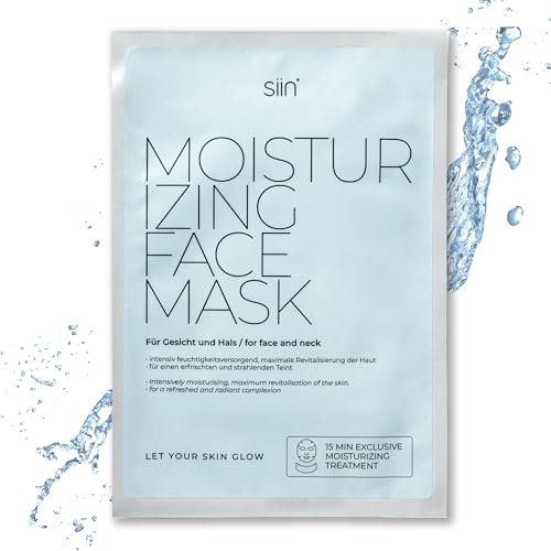 siin feuchtigkeitsspendende Gesichtsmaske - 5er pack Intensive Feuchtigkeit für trockene Haut - Tuchmaske mit Hyaluronsäure, Fucogel® & Kollagen - Intensive Feuchtigkeit für Gesicht und Hals