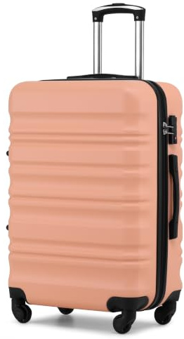 COOLIFE 24 Inch Medium Suitcase, Hard Shell Lightweight ABS+PC Luggage | YKK Zipper & TSA Lock, Scratch-Resistant, 4 Spinner Wheels, Travel Suitcase for Business Trips, City Vacation, Sakura Pink