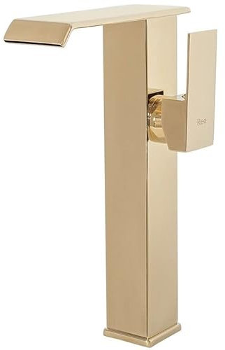 Rea Waschtischarmatur KENT GOLD HAUT Wasserhahn Bad Badarmatur aus Messing Armatur für Waschbecken Badezimmer Mischbatterie Waschbecken Einhebel (Gold)