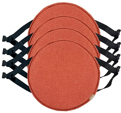 Rundes Stuhlkissen,Runde Hohe Hocker Sitzkissen Mit Krawatten 30cm/33cm/35cm/40cm/45cm Runde Stuhlpolster Anti-Rutsch-Hocker-Pad Für Hocker Küchenstühle 1/2/4er Set ( Color : Golden orange-A , Size :