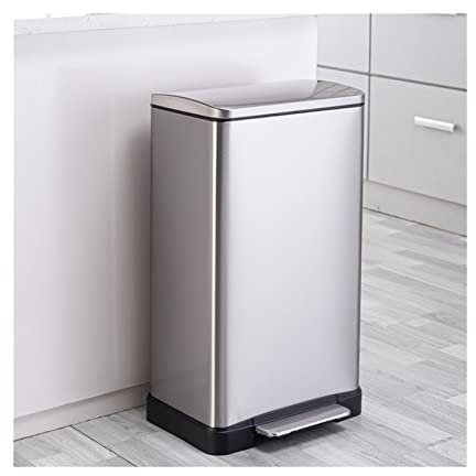 BinOxy Poubelle Poubelle à pied de grande capacité en acier inoxydable for la cuisine domestique, 20L / 30L Poubelle Cuisine (Color : Silver, Size : L)