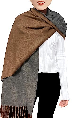 ehsbuy Winter Schals & Tücher für Damen Reversibel Kaschmir Schal Wendbarer Schultertuch Langer Großer Wärmeschal mit Quaste für Hochzeits Geschenke