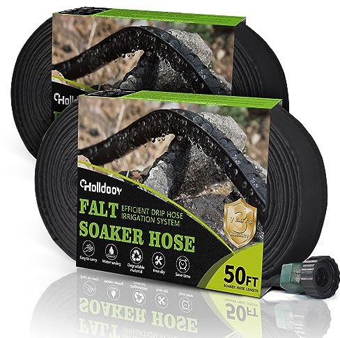 Holldoor Tubo piatto da 30,5 m per aiuole, tubi di irrigazione leggeri da 30,5 m per risparmiare acqua, confezione da 2 tubi da giardino da 15,2 m per sistema di irrigazione (15 m x 2)