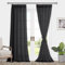 DWCN Voile Vorhänge mit Kräuselband Leinenoptik 2 Stücke Halbtransparent Vorhänge für Wohnzimmer,Durchsichtige Gardinen,Schwarz,245x140cm (Höhe x Breite)