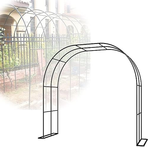 Metall Rosenbogen Rund Torbogen Rankgitter Feuerverzinkt Gartenbogen Breite 120/140/160/180/200/240/300/350 cm Tiefe 50cm Rankhilfe Rosenhilfe (B240 x H250cm, schwarz)
