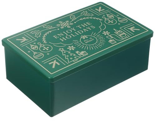 Cabilock Metall Keksdose Plätzchendose Liebevoll Gestaltete rechteckige Vorratsdose Gebäckdosen Keksdose Vorratsdose Weihnachten Plätzchen Geschenkbox Lebensmittel Aufbewahrung Metalldosen