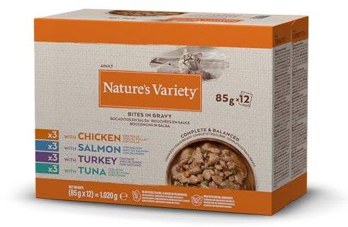 Nature's Variety Bocaditos en Salsa Comida Húmeda para Gatos Cajita Multisabor 12 x 85g