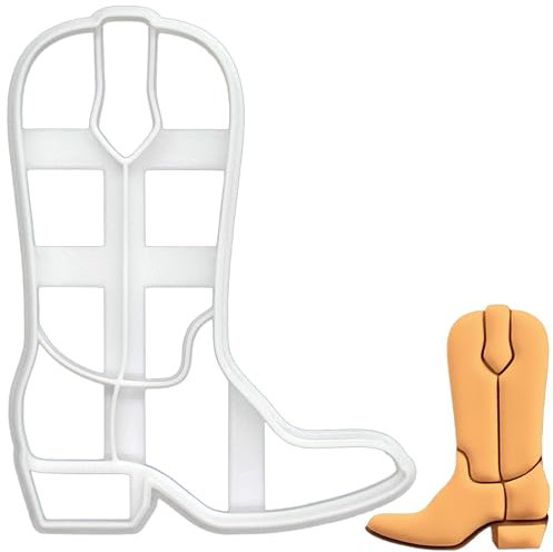BAKERLOGY Cowboy Boot Cookie Cutter - Detailed Biscuit Cutter Design for Baking and Crafts, Ideal on Fondant, Dough, Clay