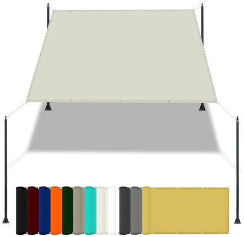 Toile D'Ombrage Pergola Filet 2.6 x 4.4 m Tissu Polyester UV Protection avec Oeillets Toile Imperméable pour Patio Paravent Et Bâche, Ivoire