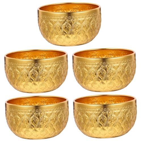 Amosfun 5 Piezas De Tazón De Metal Utensilios Para Servir Vajilla Cubiertos Tazón De Comida Para Servir Comida De Fideos Ensaladeras De Metal Para Manualidades