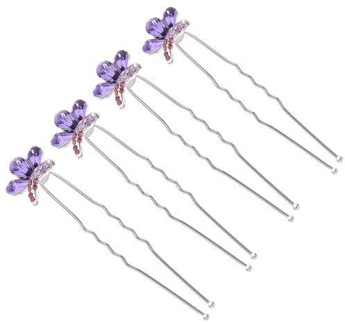 Healeved 4 forcine a forma di U per donne e matrimoni, forcine per capelli da sposa, fermagli per capelli da sposa, in metallo viola