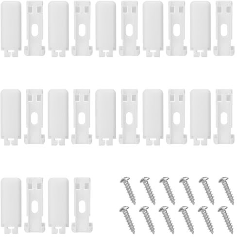 12Kit 24 Stück Plissee Spannschuhe, Klemmträger Plissee Klemmfix Ohne Bohren Plissee Klemmen Faltrollo Ohne Bohren Plissee Ersatzteile Klemmträger Plissees Halterung mit 12 Schrauben, Weiß