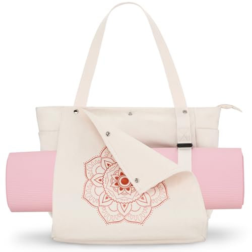 Gonex Yogatasche, Yogamatte Tasche mit Mehreren Taschen für Damen und Herren, Canvas wasserdichte Tote Einkaufstasche, Matte Einfach Herausnehmen für Pilates, Reisen, Training, Büro