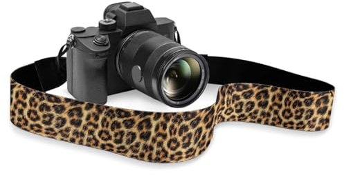 TOADDMOS Leopard Print Camera Strap Polyester Comfortable Adjustable Neck Crossbody Camera Straps 2 Shoulder Neck Straps for Women Men Photographers