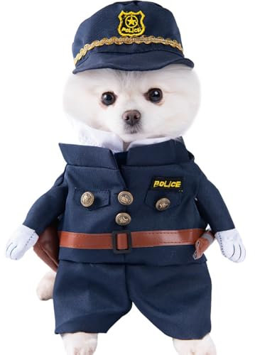 Jackanna Hundekostüm Halloween,Hundepullover Kostüm für Katzen Hund Spaß Kostüm für Kleine, Mittlere, Große, Extra Große Hund Haustier Katze (Polizeibeamter)