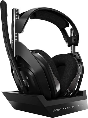 Astro Gaming A50, Wireless Gaming-Headset mit Ladestation, Dolby Audio, Game/Voice Balance Control, 2,4 GHz Kabellos, 9m Reichweite, für PS4, PC, Mac - schwarz (Generalüberholt)