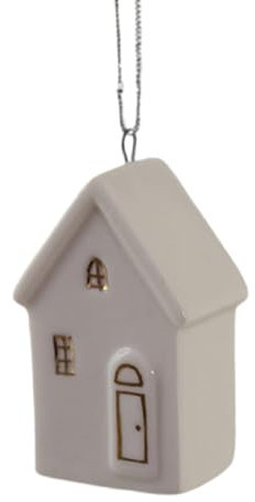 YIZITU Ornamento per albero di Natale in ceramica bianca piccola ceramica a tema natalizio da appendere per albero e decorazione per feste