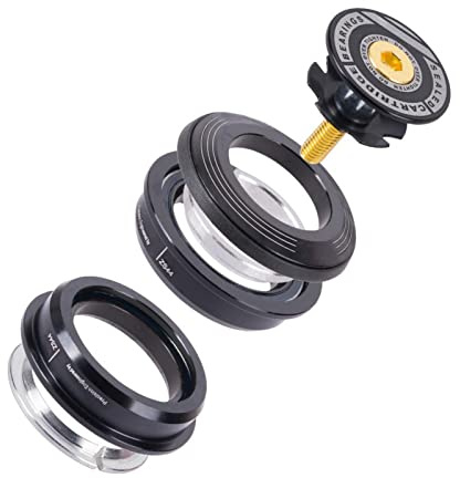 SYCOOVEN Mountain Bike 4444S Headset 44mm 1-1/8 Bike Headset Spacer, Aluminium Alloy Bicycle Headset Kit, Bearing Semi Integrated Straight Tube Fork Internal (Black)