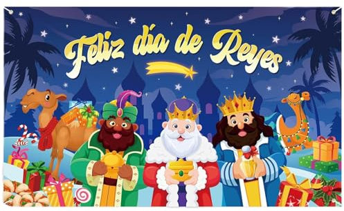 Heiligen Drei Könige Banner, Drei Könige Banner für Weihnachten, Heiligen Drei Könige Deko, Weihnachten Banner Dekoration für Kindertag, 150 x 100cm (Blau)