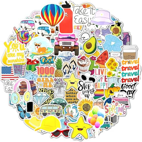 100 Stück ästhetische Sticker, wasserfest, süße Sticker, lustige Bücheraufkleber, Vinyl-Buchaufkleber, Abziehbilder für Laptop, für Wasserflaschen, Scrapbooking, Notizbuch, Laptop