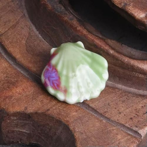 Lot de 5 Perles en Porcelaine émaillées en céramique en Forme de Coquille Saint Jacques 30 x 28 mm - Vert