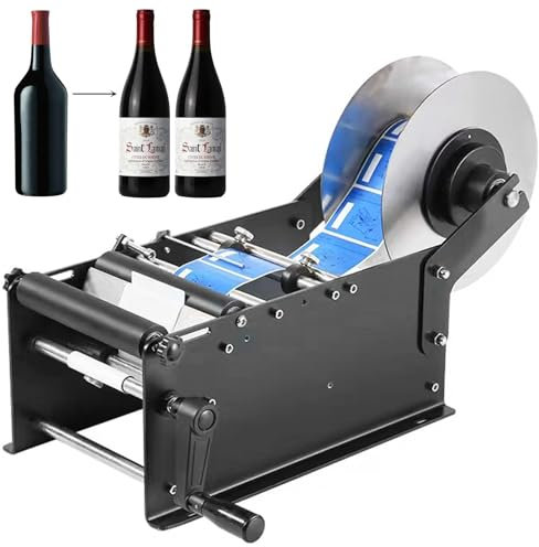 HNBYLMM Manual Round Labeling Machine, 15-30 pcs/min Round Semi-Automatic Bottle Labeling Machine, Beer Bottle Labeler, Label Height: 10-110mm/0.39-4.33in, Label Length: 10-300mm/ 0.39-11.8in