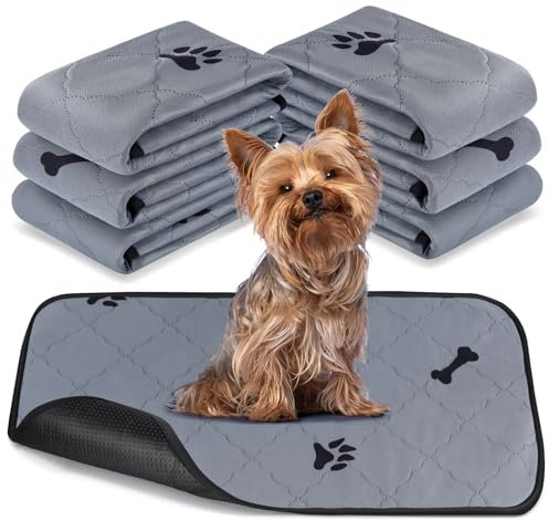 Gimars 6 Stück Welpenunterlagen Waschbar für Hunde 60 x 40 cm Wiederverwendbare Hundetrainingspads Schnell Absorbierend Puppy Pads für Hunde, Katzen, Meerschweinchen