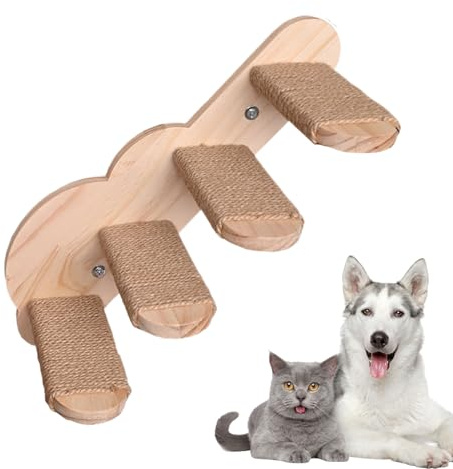 Wand-Katzentreppe – Schwebende Treppenstufen Aus Massivholz Zur Wandmontage Für Kletterfreudige Katzen | Katzenstufen+platzsparend & Stabil | Wandstufen Zur Förderung Von Bewegung Und Spiel Im Innenbe