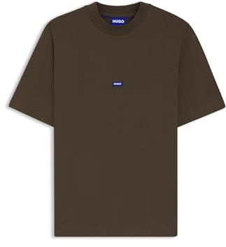 HUGO T-Shirt Aus Baumwolle Mit Geripptem Ausschnitt Und Logo-Badge