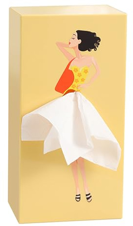 Taschentuchbox-Halter, Lustiges Vintage-Damenkleid-Design Taschentuchbox-Abdeckung für Gesichtstücher, Servietten, Büro-Tischplatten Wohnzimmer (Gelb)