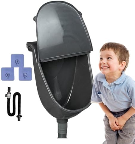 Waterless Urinal With Cover For Men, Outdoor Wall Mounted Urinal With Drainage Hose, Portable Flushing Urine Diverter Toilet For Boys & Men, Camping, RV, Yard