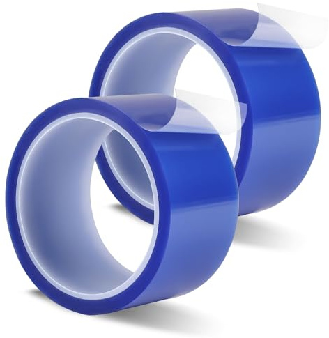 EXLECO 2x Hitzebeständiges Klebeband 50mmx33m, Kapton Tape Polyimid Blau | Hochtemperaturband Sublimationsklebeband Wärmeband für 3D-Drucker, Pulverbeschichtung, Elektronik Leiterplatten