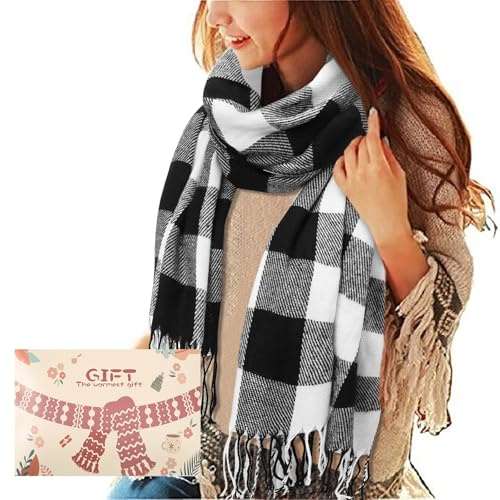 Tuopuda Schal Damen Winter Herbst Oversized Kaschmir Quadratisch Deckenschal Karo Tartan Streifen Plaid Muster Herbstschal Winterschal lange Weich Wraps