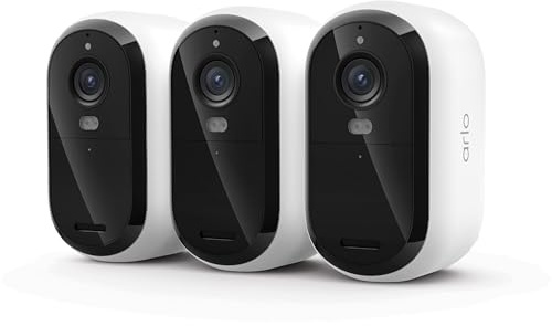 Security Cameras Wireless Outdoor - Arlo Essential Battery 2K (3rd Gen, Latest Version), Color Night Vision, Two-Way Audio, Home Security, Person/Package/Vehicle/Animal Detection, White - 3-Pack