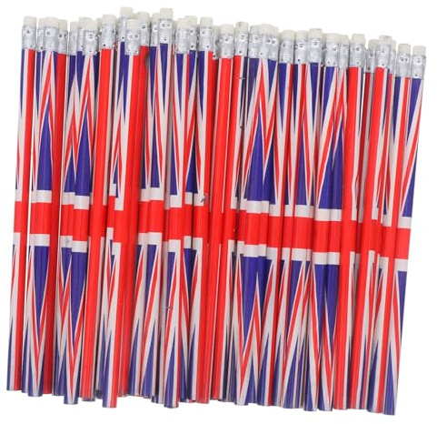 ROMISBABA 60 Pezzi Matite di Legno Bandiera Inglese, Matite Colorate Compatte e Facili da Riporre per Scuola e Occasioni Speciali