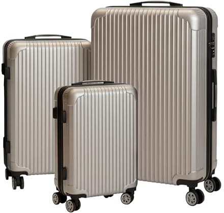 Relaxdays Kofferset, 3-teilig, 4 Rollen, Hartschale, 3 Größen, Teleskopgriff, Zahlenschloss, Reisekoffer, Farbwahl