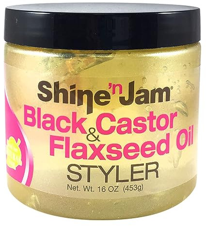 AmPro Glanz N Jam Schwarz Castor & Leinsamenöl Styler Gel 16 Unzen
