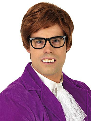 shoperama Schiefe gelbe Austin Powers Nerd Zähne mit Belag Kostüm-Zubehör falsches Gebiss Streber