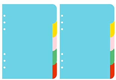 Toyvian 5 Colori Divisori Tab A5 Indice Classificati Lables 6-fori Colourful Filler Pagine di ordinamento del progetto per raccoglitori ad anelli Notebook (A5) - 2 pezzi