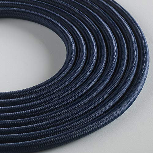 Klartext LUMIÈRE Câble textile rond pour éclairage 3 x 0,75 mm Bleu nuit 3 m Sécurité maximale contre les chocs.